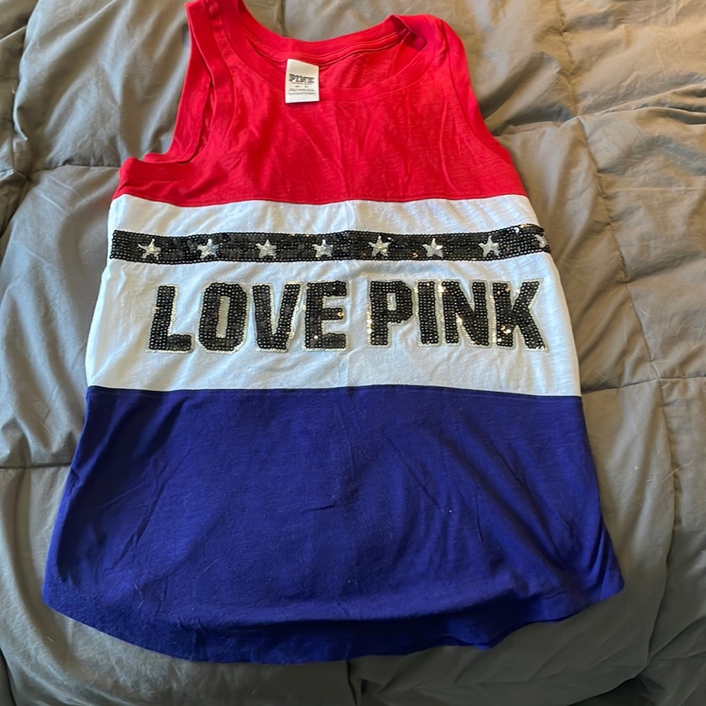 PINK: red, white & blue Tank top